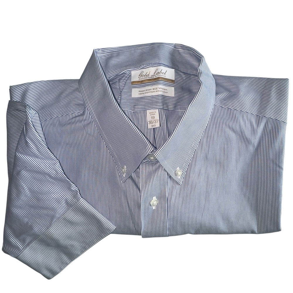 Gold Label Roundtree & Yorke Neck Size 19  Striped Dress Shirt